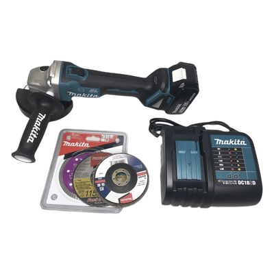 MAKITA - Miniesmeril angular / 115mm (4-1/2in) / 18V Li-ION 5.0 Ah / 5,800 RPM / Brushless / Freno eléctrico / Protección contragolpe