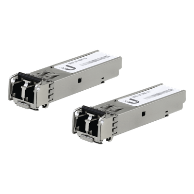UBIQUITI - UFiber Módulo SFP, transceptor MiniGibic MultiModo 1.25 Gbps, distancia 550m, conectores LC, paquete de 2 piezas