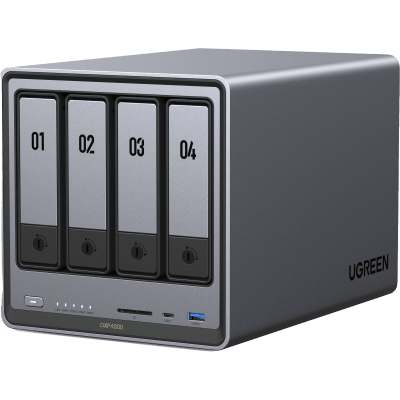 UGREEN - NASync DXP4800 | SO UGOS Pro |  Intel N100 12th Gen Intel® Quad Core™ | 4-Bahias (SATA) hasta 96TB | 2* M.2 SSD hasta 16TB| 8GB DDR5 (Exp. a 16GB) | 2.5Gb Dual Ethernet | HDMI 4K | 2* USB2.0 | 1*USB 3.2Gen | 1* USB 3.2Gen2 | 1*USB-C 3.2Gen2 | SD