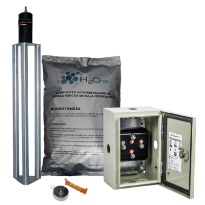 TOTAL GROUND - Kit de puesta a tierra de 70 A con Electrodo de Acero Inoxidable, Filtro, Acoplador y Compuesto H2Ohm.