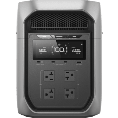 ECOFLOW - Estación de Energía Portátil / 2048 Wh (expandible a 10 kWh) / Salida AC 3000W (Pico 6000W) / Carga 0-80% en 64 min / UPS 10 ms / LiFePO4