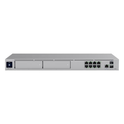 UBIQUITI - Cloud Gateway 10G / Rack 1U / 8x 1 GbE + 1x 2.5 GbE + 2x 10G SFP+ / IDS/IPS 5 Gbps / 2000 Clientes / 2 Bahías HDD 3.5" RAID 1 / SSD 128 GB