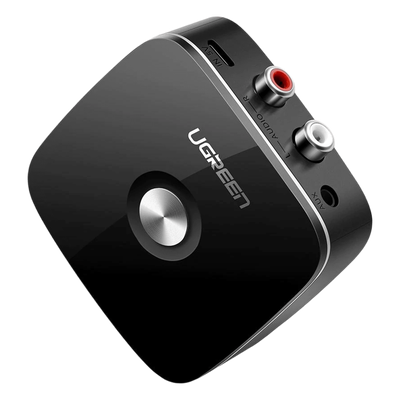 UGREEN - Receptor de Audio Bluetooth / Bluetooth 5.0 con EDR / Salida Dual 3.5mm y RCA / Alcance 10 m (32.8 ft) / 8 Horas de Batería / Reconexión Automática