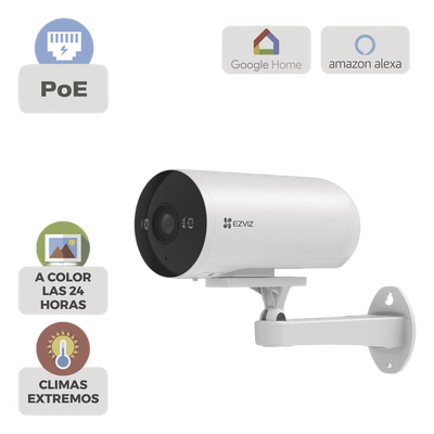 EZVIZ - Cámara Bala IP / 3 Megapixel (2K) / Color Night Vision 20 m (65.6 ft) / IR 30 m (98.4 ft) / AI Detección Humana y Vehículos / PoE / IP67 / Audio Bidireccional / Luz y Sirena