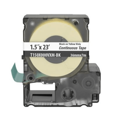 PANDUIT - Casete de Etiquetas de Vinilo de Cinta Continua, Color Negro Sobre Amarillo, Uso Interior/Exterior, 36 mm de Ancho x 7 Metros (22.97 Pies) de Largo