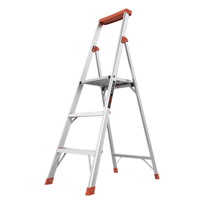 LITTLE GIANT LADDER SYSTEMS - Escalera de Aluminio / 3 Peldaños / Altura 1.5 m (4.9 ft) / Plataforma con Bandeja para Herramientas / Patas Antideslizantes