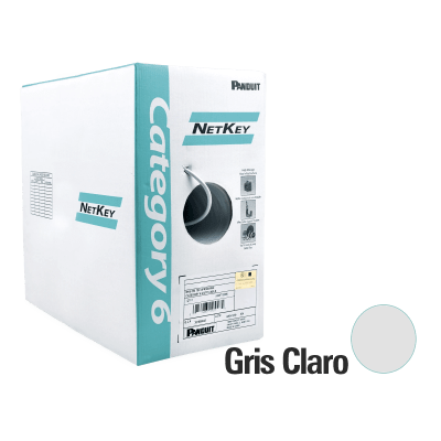 PANDUIT - Bobina de Cable UTP 305 Metros (1000 Pies) de Cobre, NetKey, Gris Claro, Categoría 5e (24 AWG), PVC (CM), de 4 Pares