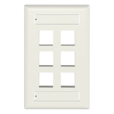 PANDUIT - Placa de Pared Vertical / 6 Puertos Keystone / Blanco Mate / 2.75 x 4.5 pulg.