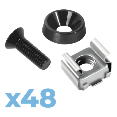 LINKEDPRO BY EPCOM - Kit de Montaje para Rack / 48 Tornillos / 48 Arandelas / 48 Tuercas Enjauladas / M5 y M6