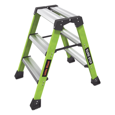 LITTLE GIANT LADDER SYSTEMS - Taburete de Fibra de Vidrio / 2 Peldaños / Capacidad 170 kg (375 lbs) / Clasificación IAA / Plataforma 19x36 cm