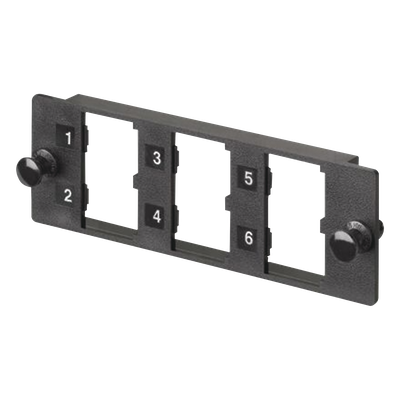 PANDUIT - Placa Modular / 6 Puertos Mini-Com / Fibra Óptica, Cobre, Audio y Video / 109.2 mm (4.3') Ancho / Negro