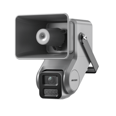 HIKVISION - Cámara IP 4 Megapixel + Bocina IP Integrada / Lente Motorizado 2.8 a 12 mm / 7 Watts de Potencia / Exterior IP67 / PoE+ / Metal / DualLight (50 mts IR 20 mts Luz Blanca) /2 Micrófonos Integrados / MicroSD