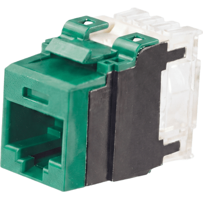 PANDUIT - Conector Jack Estilo 110 (de Impacto), Tipo Keystone, Categoría 6A, de 8 Posiciones y 8 Cables, Color Verde