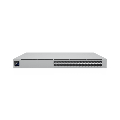 UBIQUITI - Switch Pro XG Aggregation de 25G con 32 puertos SFP28, Capacidad de Switching de 1.6 Tbps, Funciones Layer 3, Respaldo de Energía USP RPS y Etherlighting™.