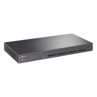 TP-LINK - Switch Fibra Óptica L2+ / 16 Puertos SFP+ 10G / Rendimiento 320 Gbps / Sin Ventiladores / Montaje en Rack / Gestión Centralizada
