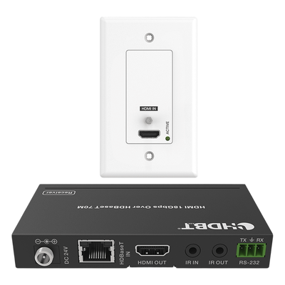 EPCOM PROAUDIO - Extensor HDBaseT de Placa de Pared / 4K2K@60Hz / 40 m (131.2 ft) / 1080p a 70 m (229.7 ft) / PoC / IR Bidireccional / RS-232 / HDMI 2.0b 18 Gbps