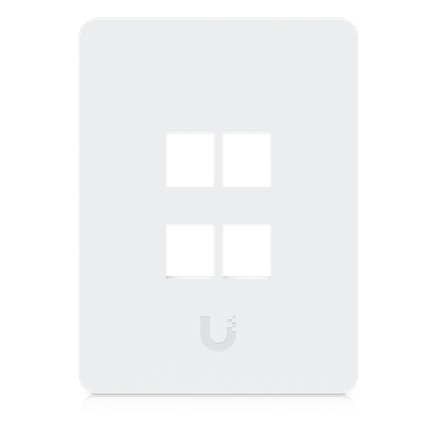 UBIQUITI - Placa Keystone / 4 Puertos / Superficie Pintable / Montaje 1-Gang / Paquete 4 Piezas