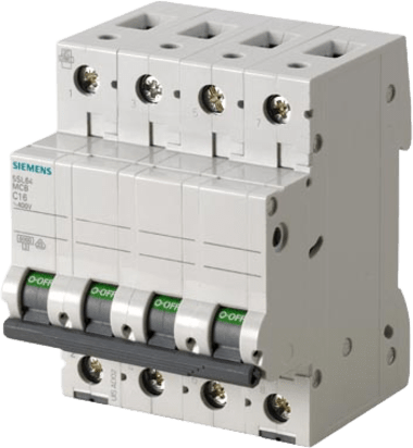 SIEMENS - Interruptor Riel Dinn Tipo 5SL6, 4 polos, 16 amp