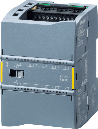 SIEMENS - Módulo de Entrada Digital de Seguridad / SM 1226 F-DI 16x24V DC / PROFIsafe / SIL3 IEC 61508 / PL E ISO 13849-1 / 70 mm Ancho / 16 Entradas Configurables