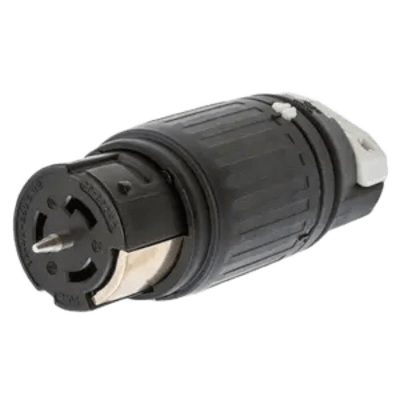 HUBBELL - Conector Industrial de Bloqueo / 50A 3-Fases Delta 250V CA / 3-Polos 4-Hilos/ Conector Hembra / Color Negro y Blanco