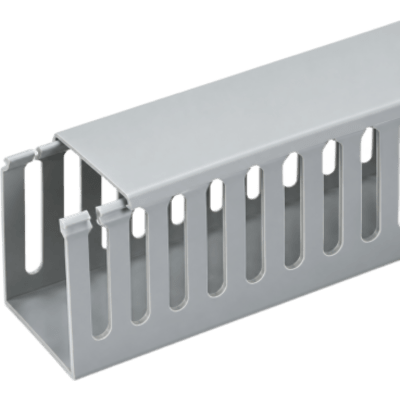 LINKEDPRO - Canaleta Ranurada de PVC Rígido para Organización y Protección de Cableado / Ranura Ancha con Tapa a Presión / Color Gris / Tramo de 100 × 100 mm × 2 m