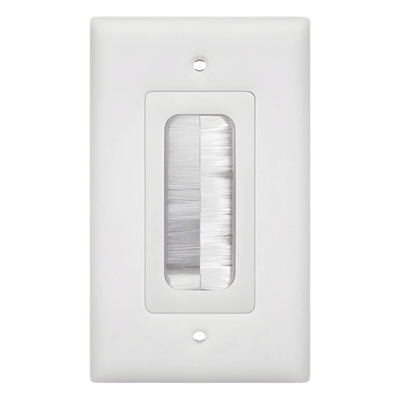 LINKEDPRO BY EPCOM - Placa de Pared Pasa Cable / Tipo Cepillo / 1 Puerto / Montaje Vertical / Cerdas Antipolvo / Color Blanco