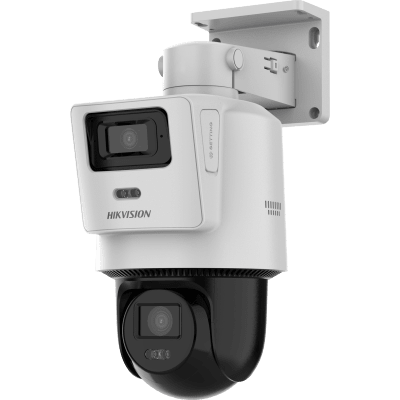 HIKVISION - Cámara PTZ TandemVu 4 MP + 4 MP / Lentes 2.8 mm + 8 mm / Dual Light IR + Blanca 30 m / IP66  / Audio Bidireccional