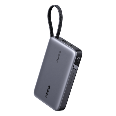 UGREEN - Power Bank / 20000mAh / 72Wh / Carga Rápida 100W PD 3.0 / Salida Múltiple 145W / Cable USB-C Integrado / Compacto 139x80x27 mm