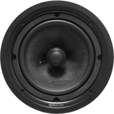 TRUAUDIO - Serie Phantom TruAudio / Altavoz Empotrable en Techo / 2 Vías / Woofer de Fibra de Vidrio / Tweeter Pivotante de Titanio/ Rejilla Ghost sin Marco / Clasificación de Humedad / Quick Connect