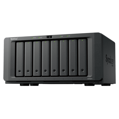 SYNOLOGY - NAS DiskStation DS1825+ | 8 Bahías | AMD Ryzen V1500B | 8 GB DDR4 ECC | Hasta 2,239 MB/s Lectura | 2 Puertos 2.5GbE | Expansión PCIe 3.0 | Compatible con 10GbE y 25GbE | Caché SSD M.2 | Synology DSM.