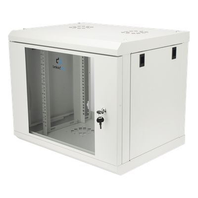 LINKEDPRO - Gabinete de Pared 9U / Rack 19" / Cristal Templado / Profundidad 479.5 mm / Carga 80 kg / Acero Reforzado