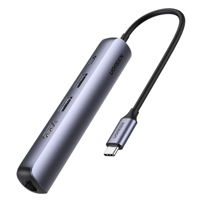 UGREEN - Docking Station USB-C / 5 en 1 / HDMI 4K@60Hz / 2 USB-A 3.1 5 Gbps / RJ45 Gigabit / PD 100W / Aluminio
