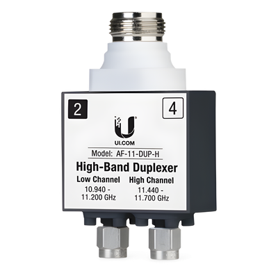 UBIQUITI - Duplexer / 11 GHz Banda Licenciada / Alta 10.940-11.200 GHz y 11.440-11.700 GHz / PoE 50VDC / SMA+N-Type / -40 a 55°C