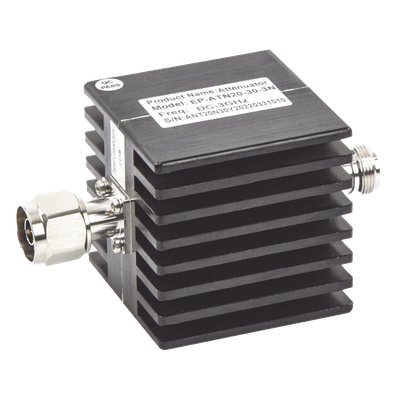 EPCOM - Atenuador en Línea RF / 30 dB / 0-3 GHz / 20 W / VSWR <1.2 / Conector N Macho-Hembra / Uso Interior