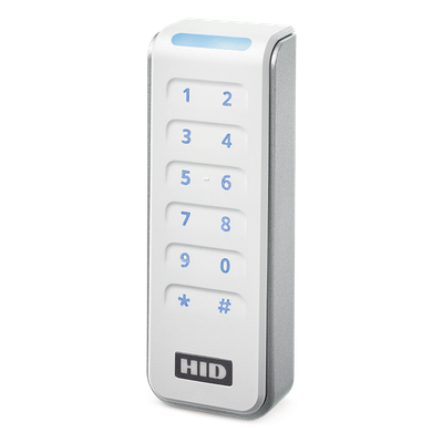 HID - Lector de Control de Acceso / Multitecnología SEOS, iCLASS, MIFARE DESFire EV2 / Teclado 2x6 / Salida Wiegand y OSDP / RS-485 / 12 VCC