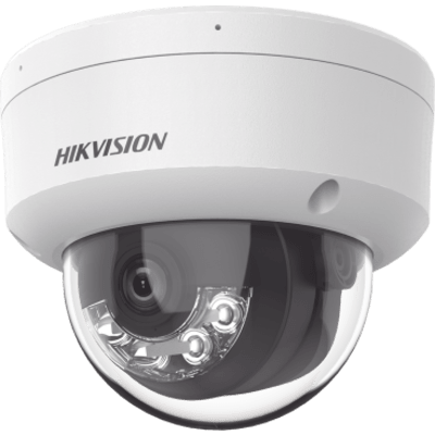 HIKVISION - Cámara Domo IP / 2 Megapixel / Dual Light 30 m (98.4 ft) / Micrófono Integrado / IK08 / IP67 / PoE / H.265+