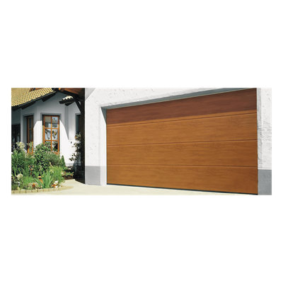 ACCESSPRO - Sección de Puerta de Garage / Línea Central / Imitación Madera Golden Oak / Panel Calibre 26 / Relleno Poliuretano 43 mm / Estilo Americano