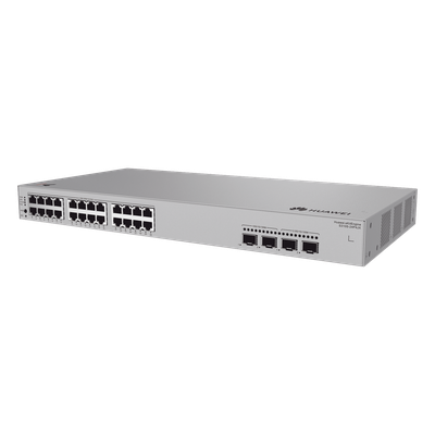 HUAWEI - Switch Administrable / Capa 2+ / 24 Puertos PoE+ Gigabit / 2 SFP 2.5 Gbps / 2 SFP+ 10 Gbps / PoE Perpetuo / 400 W / 1.64 ft x 1.45 ft x 0.14 ft