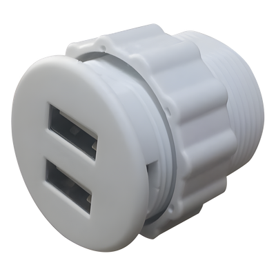 THORSMAN - Cargador USB Empotrable / 2 Puertos 5V 2A / Tensión Universal 100-240V / Cable 1.5 m (4.9 ft) / Operación 60°C