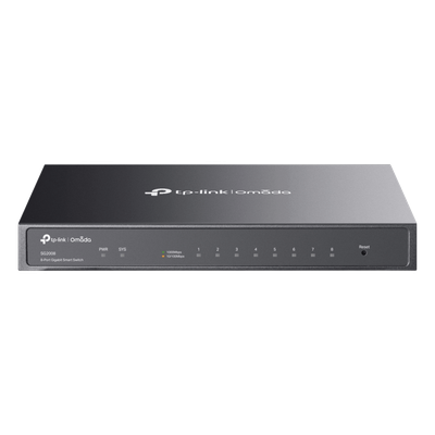 TP-LINK - Switch Administrado Gigabit / 8 Puertos / 16 Gbps Capacidad Switching / 11.90 Mpps / PoE PD / Fanless / Montaje Pared-Escritorio