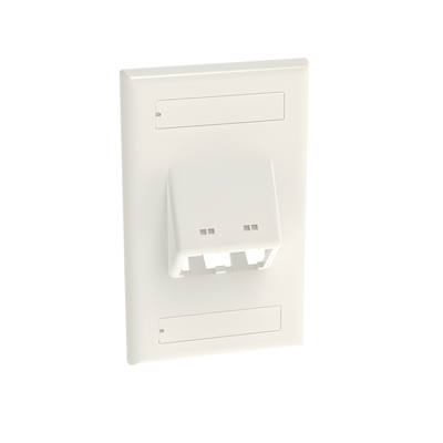 PANDUIT - Placa de Pared Vertical / 2 Puertos Mini-Com Inclinados / ABS / 2.75 x 4.5 in / Con Etiquetas / Blanco