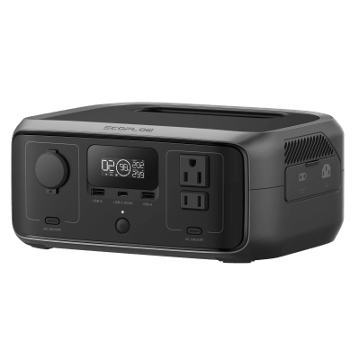 ECOFLOW - EcoFlow River 3 | Estación de Energía Portátil 245Wh Litio LFP / 2 AC 300 W (Max. 550W) / 1 USB-C 100W / 2 USB -A 12W / Cargador de Coche 8A a 12 o 24V / Conectividad WiFi y Bluetooth (App) / Carga Solar 110W Max.