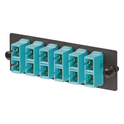 PANDUIT - Placa Acopladora de Fibra Óptica / 6 Conectores SC Duplex (12 Fibras) / Multimodo OM3/OM4 / Color Aqua / Alta Densidad