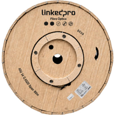 LINKEDPRO - Carrete de 4 Kilómetros de Fibra Óptica Aérea Mini ADSS (ASU) G.652D, Monomodo de 24 Hilos, Exterior, Span 80, Loose Tube