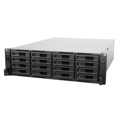 SYNOLOGY - Servidor NAS Rack / 16 Bahías Intercambiables / 3U / Rendimiento 3,519/1,790 MB/s / 10GbE Integrado / Fuentes Duales en Caliente / Expansible a 28 Bahías / Hasta 560 TB