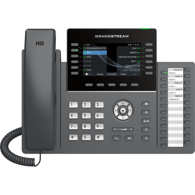 GRANDSTREAM - TELÉFONO IP PROFESIONAL DE 12 LÍNEAS / 24 TECLAS DE EXTENSIÓN PROGRAMABLES / WI-FI 6 / POE INTEGRADO / PANTALLA LCD 4.3 PULGADAS / SEGURIDAD DE NIVEL EMPRESARIAL / BLUETOOTH INTEGRADO / COMPATIBLE CON GDMS / AUDIO HD CON NOISE-SHIELD