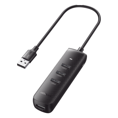 UGREEN - HUB USB-A 3.0 / 4 Puertos USB-A 3.0 5Gbps / Cable 25 cm (0.82 pies) / Alimentación USB-C / Indicador LED / Diseño Ultra Delgado