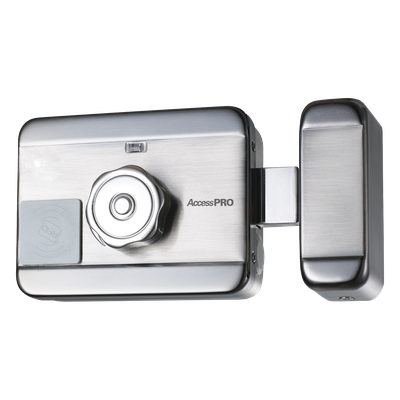 ACCESSPRO - Cerradura Eléctrica Motorizada / Lector Proximidad EM 125 kHz / 1000 Tarjetas / 12 VCC / Exterior