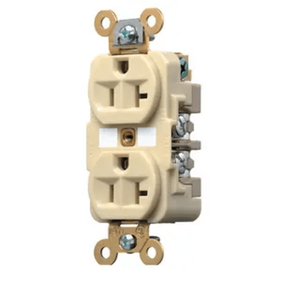 HUBBELL - Contacto Dúplex 20 A 125 V / 2 Polos 3 Hilos / Color Marfil /Nema 5-20R /Grado Industrial.