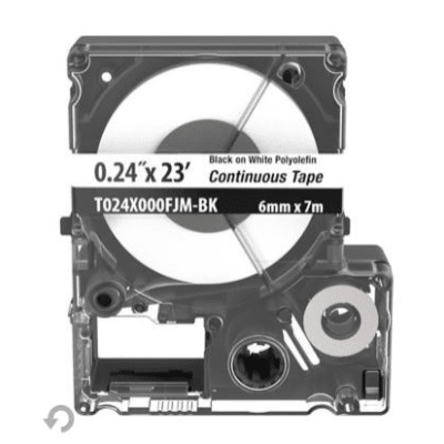 PANDUIT - Casete de Etiquetas de Poliolefina de Cinta Continua, Color Negro Sobre Blanco, Uso Interior/Exterior, 5.82 mm de Ancho x 7 Metros (22.97 Pies) de Largo